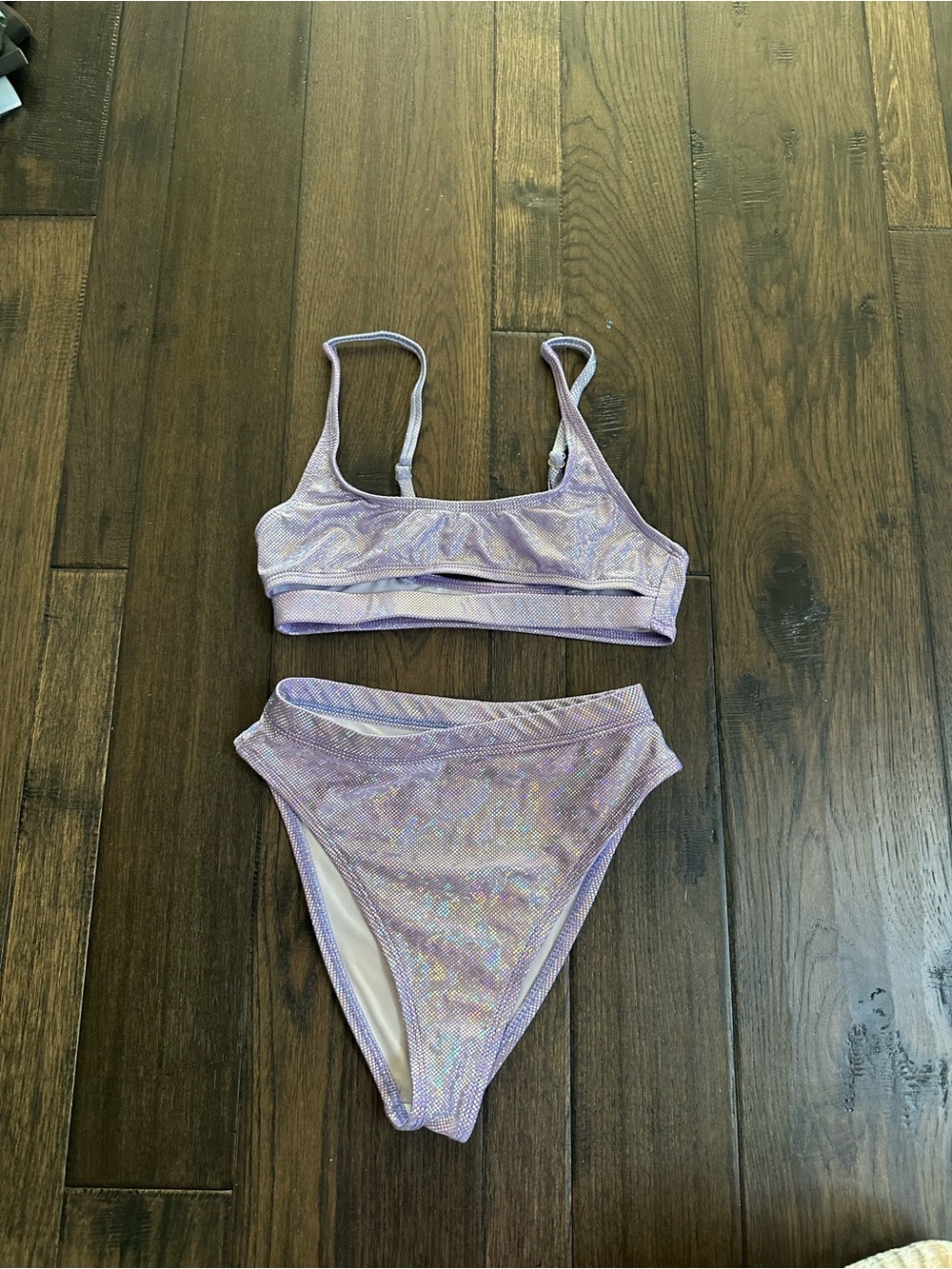 iHeartRaves Purple Holographic Bikini Set – Brand New Without Tags